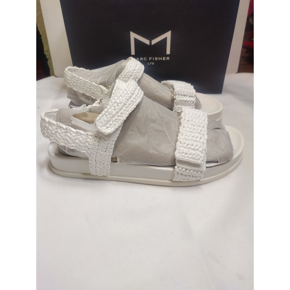 Marc Fisher LTD White Crochet Platform Sport Sandals Womens Size 8M Adjustable - Picture 3 of 9